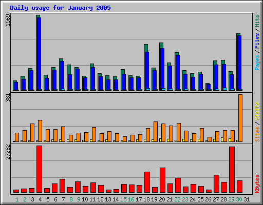 Daily usage for January 2005