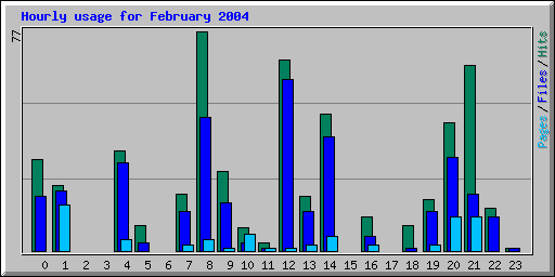 Hourly usage for February 2004